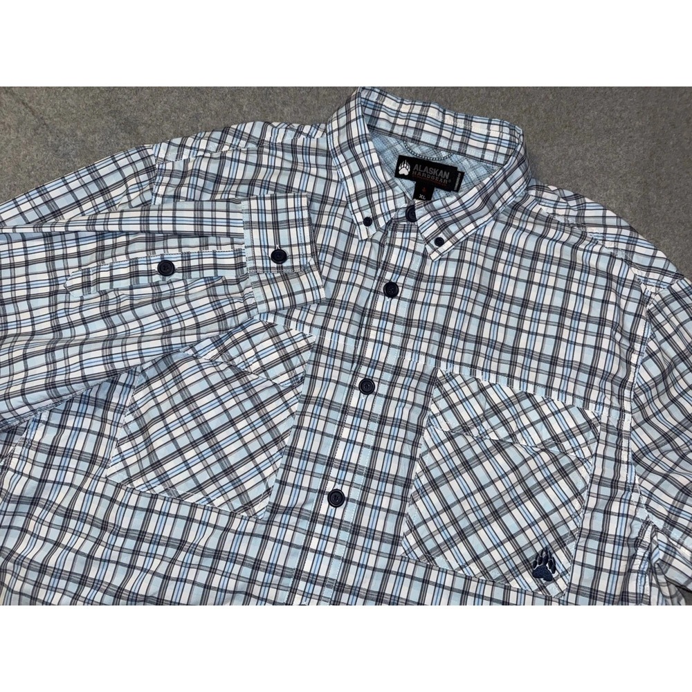 Duluth Alaskan Hardgear Shirt Men's XL Blue Plaid Coolmax Vented Fishing L/S